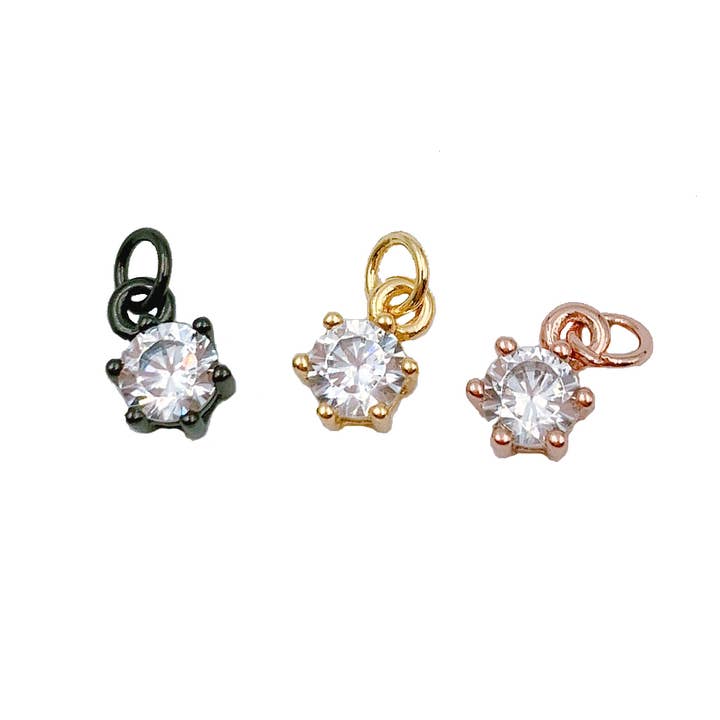 Gold Filled Clear Round Cubic Zirconia Add-On Charm CP1163 for wholesale by Beads Creation