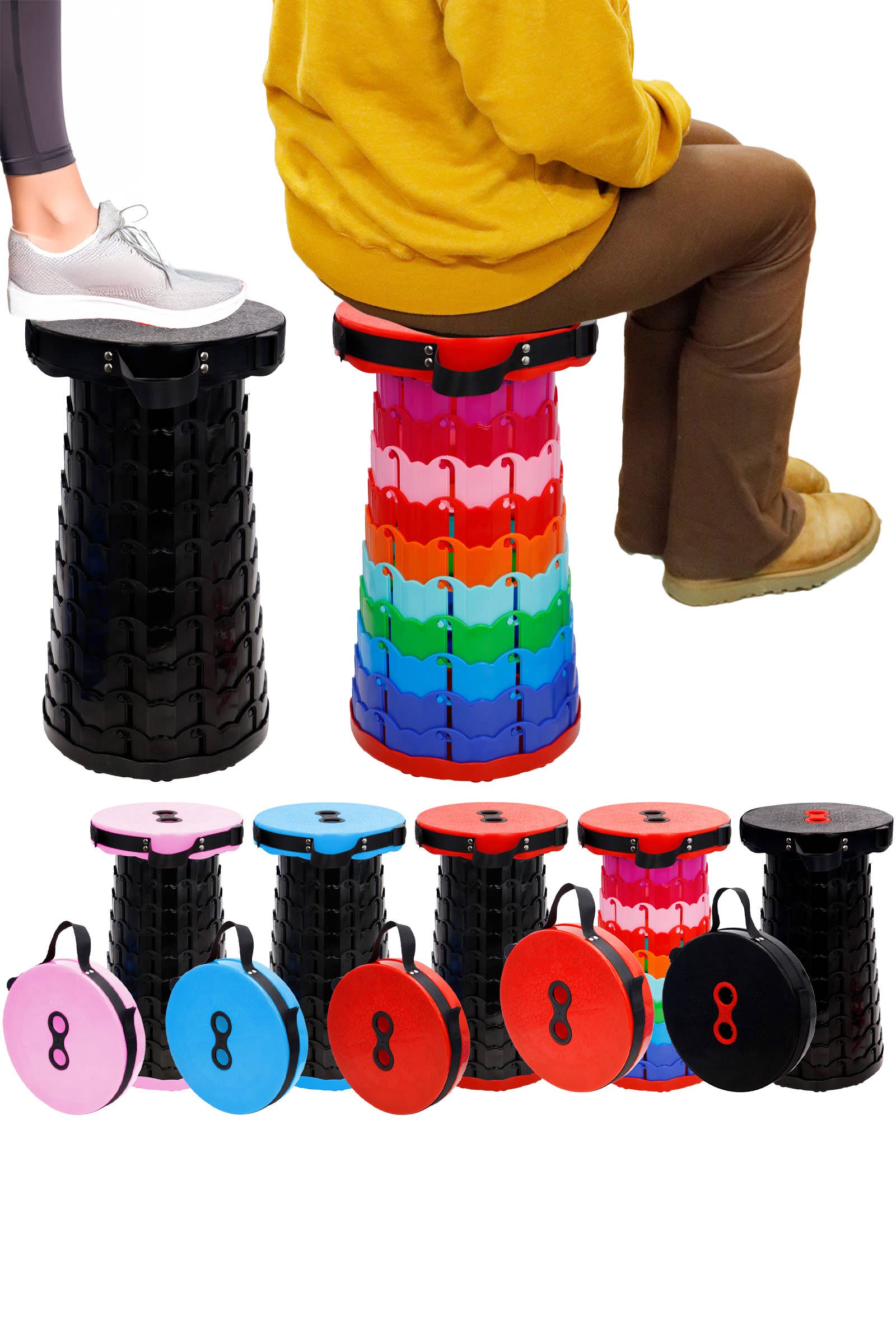 ASSORTED Portable Retractable Telescoping Stool for wholesale on Faire0
