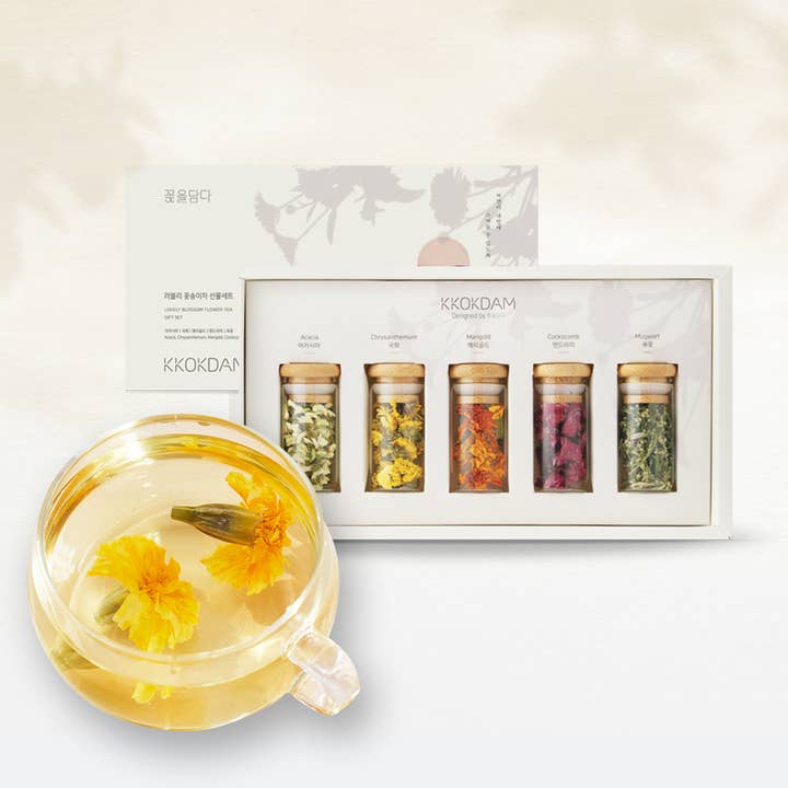 KKOKDAM Premium Flower Tea - Wholesale Loose tea - Lovely Blossom Flower Tea Gift Set (1 set = 5 jars)