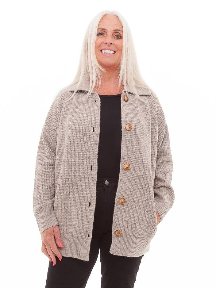 Fisherman Knit Collar Shacket for wholesale by DREAMS