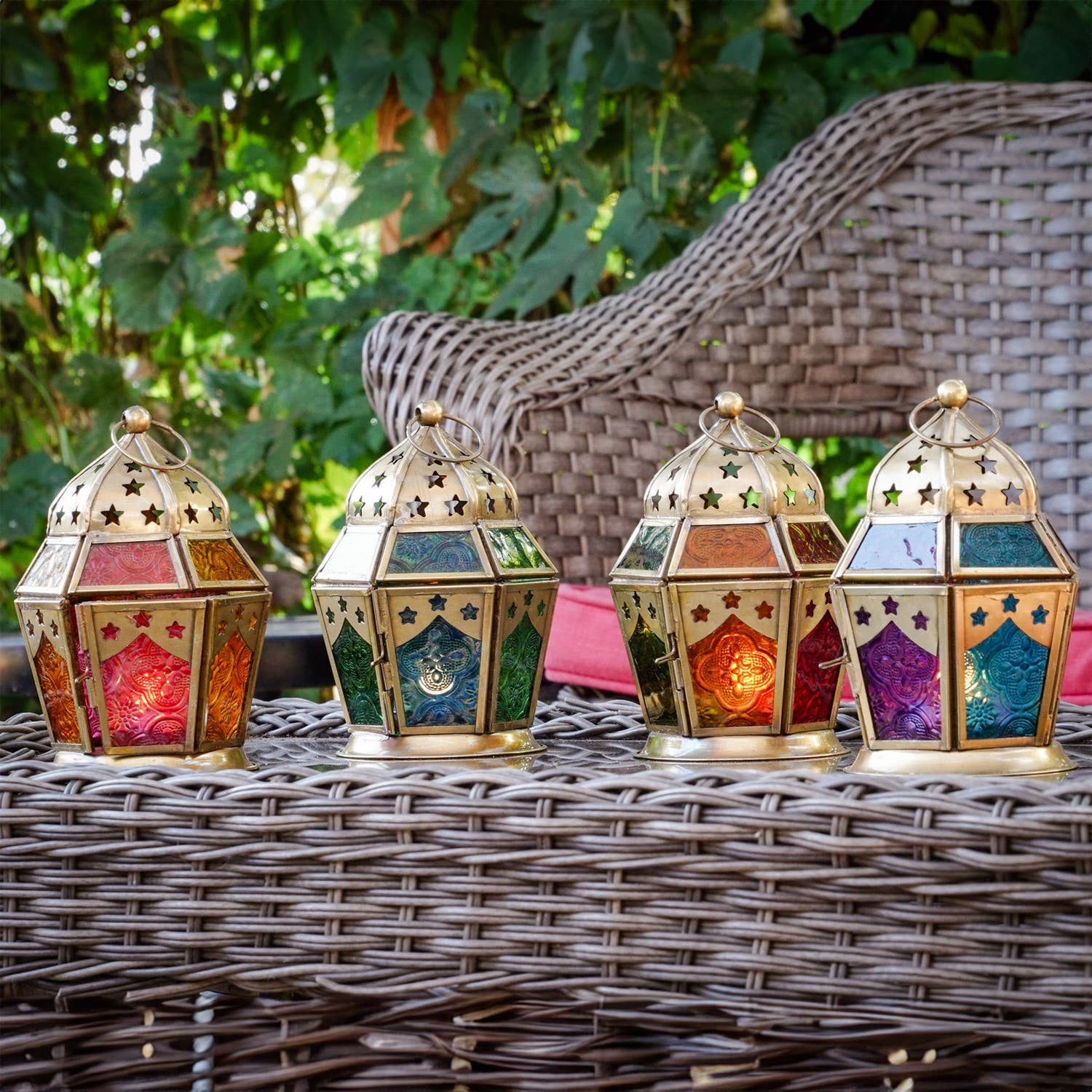 In the Breeze, LLC. - Wholesale Candle Holder - Pink & Yellow Hex Glass Tealight Lantern3