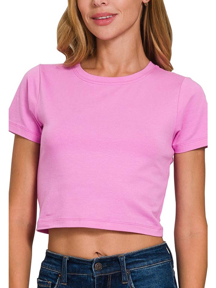 Vanilla Monkey - Wholesale Knit Top - Women's - Cotton Short Sleeve Round Neck Cropped Top