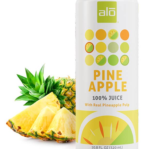 Pineapple Juice/ 100% JUICE/ 10.8 fl oz pack of 12 for wholesale by ALO drink