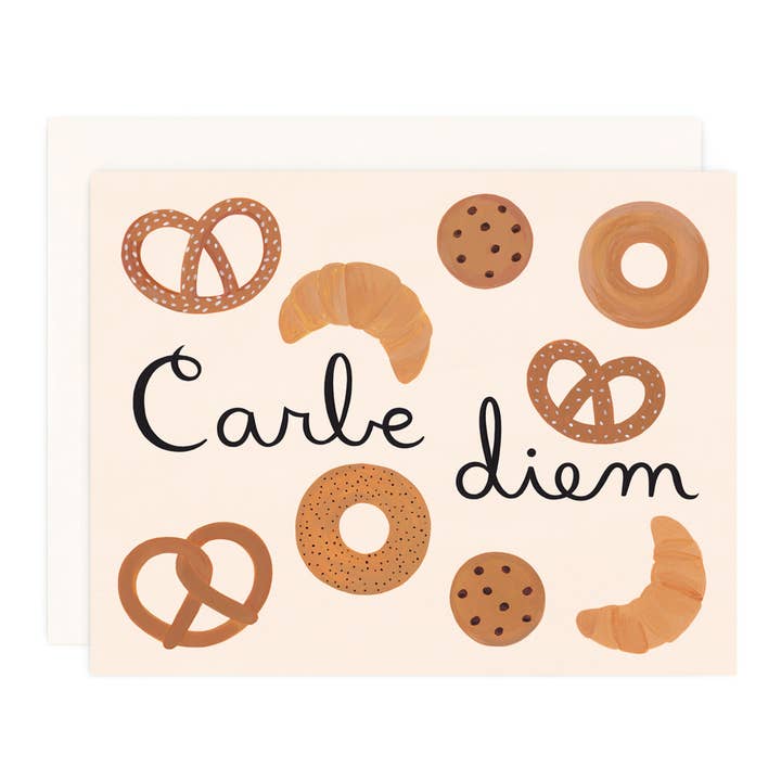Carbe Diem Greeting Card for wholesale by Girl w/ Knife