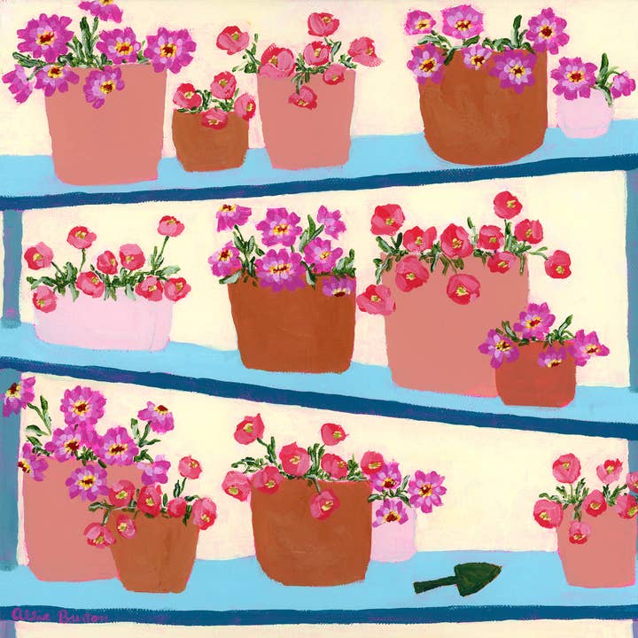 Allie Burton Art - Wholesale Art Print - “Terracotta Garden” A Square Canvas Print1