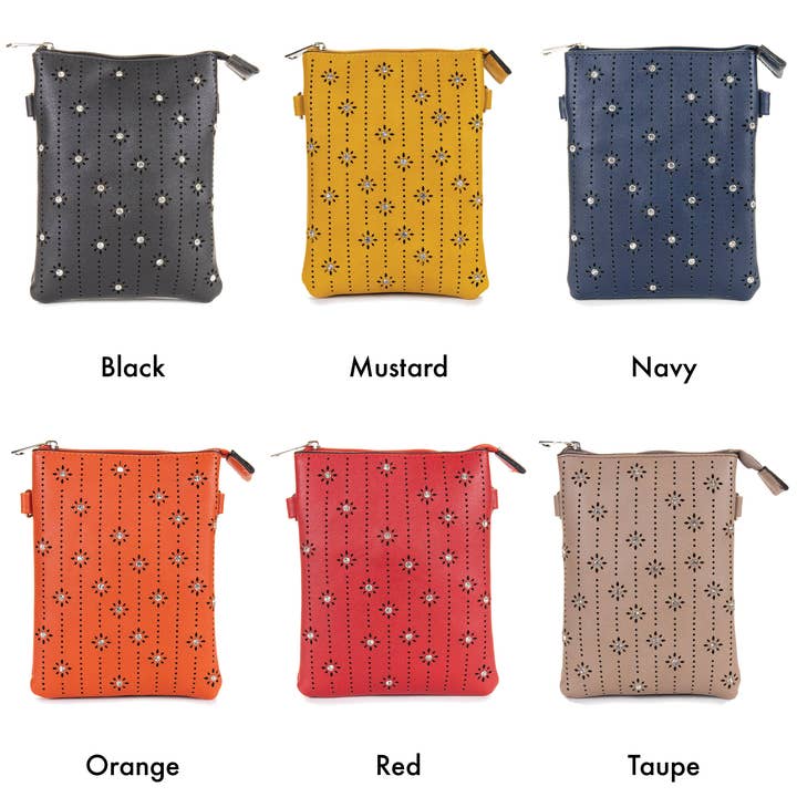 22 Tote - Wholesale Phone Wallet - Women's - Rhinestone Vegan Leather Cell Phone Bag