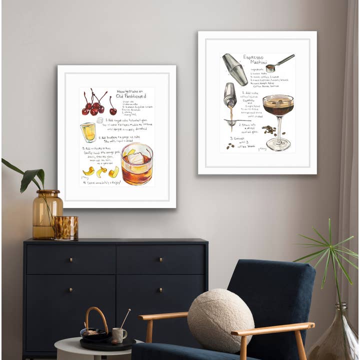 Jackie Maloney Studio - Wholesale Art print - Espresso Martini - Cocktail Recipe Art3