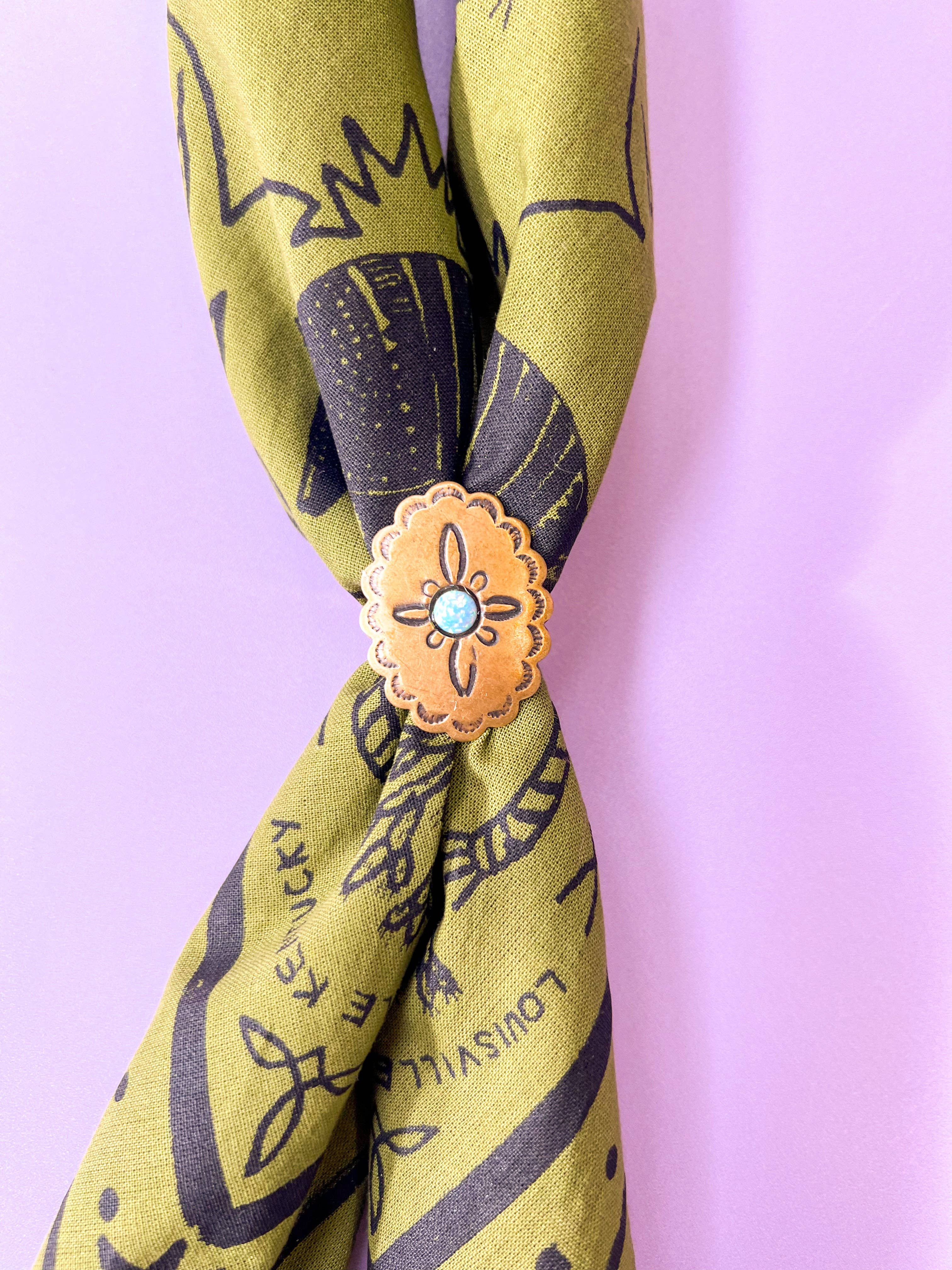 Velvet Outlaw - Wholesale Bandana - Unisex - Gold Opal Concho Bandana Slide6