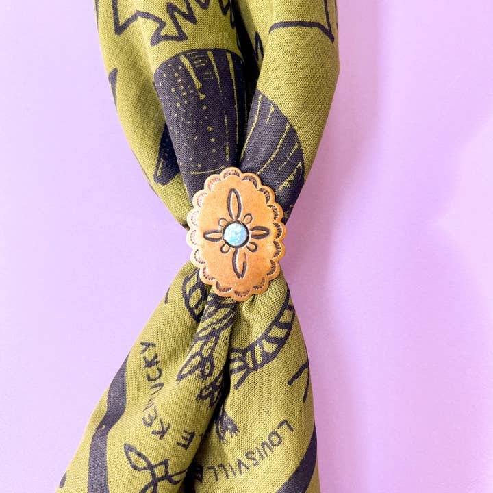 Velvet Outlaw - Wholesale Bandana - Unisex - Gold Opal Concho Bandana Slide6