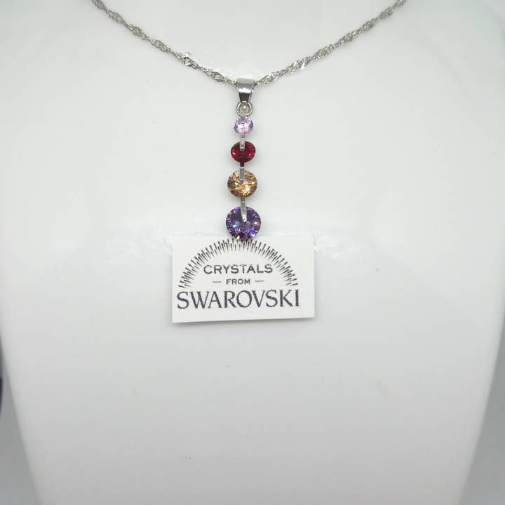 Collier en argent marqué et pendentif multicolore pour la vente par HTB