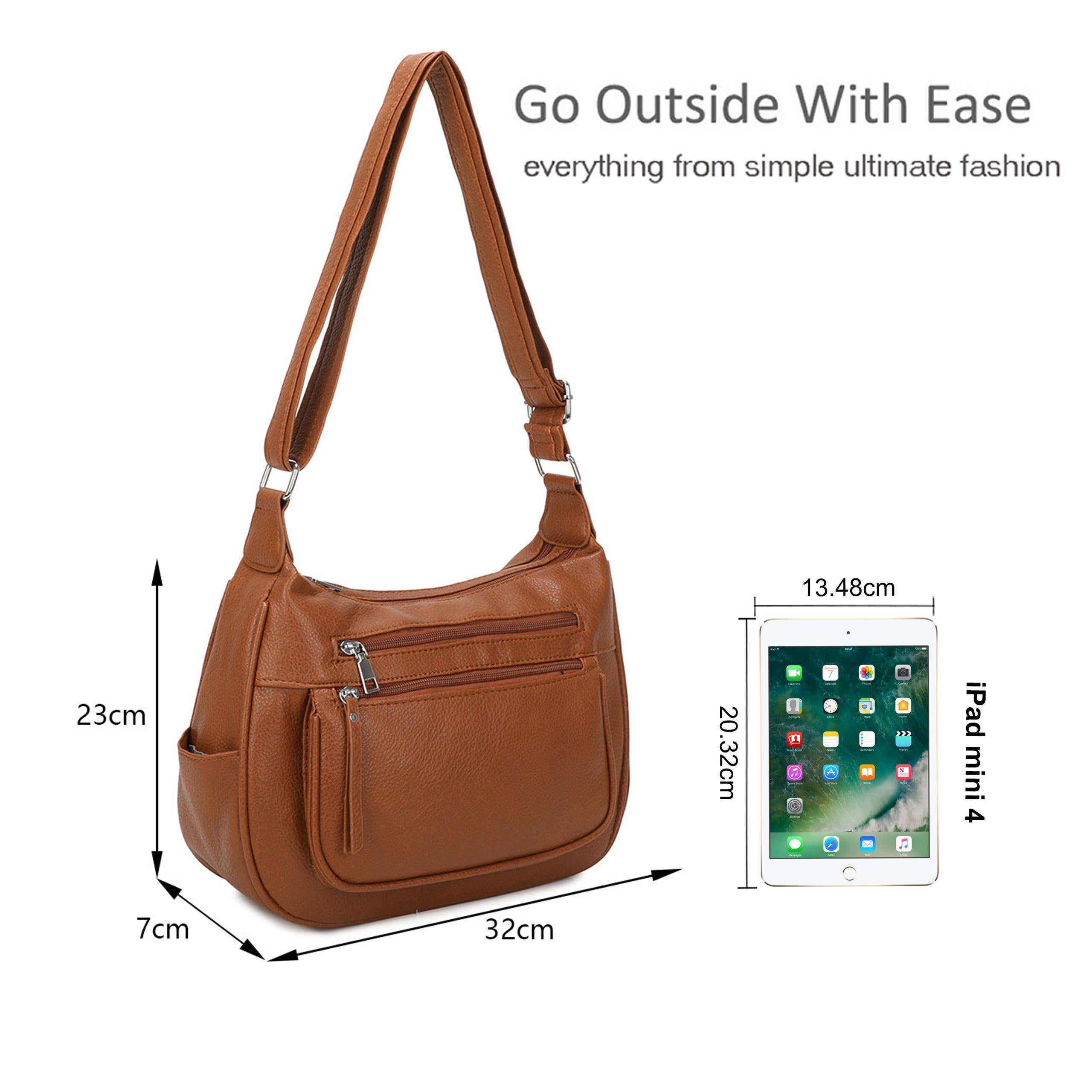 Ellas Trading - Vente Sac porté épaule – femme - Sac à main souple bandoulière hobo décontracté7