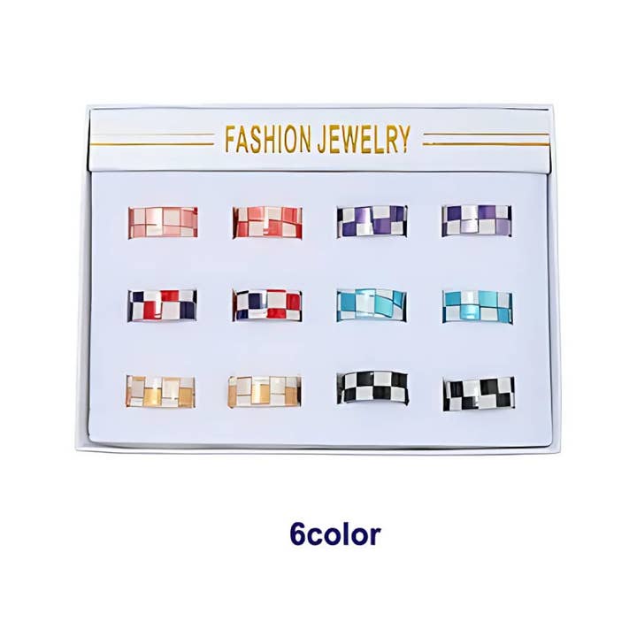 Atlas Fashion - Wholesale Band/Stacked Ring - Abstract Checkerboard Ring1