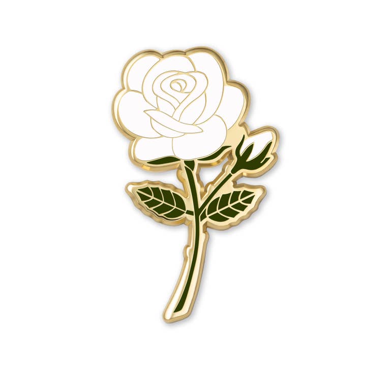 Plant Scouts - Wholesale Lapel Pin/Button - White Rose Flower Enamel Pin