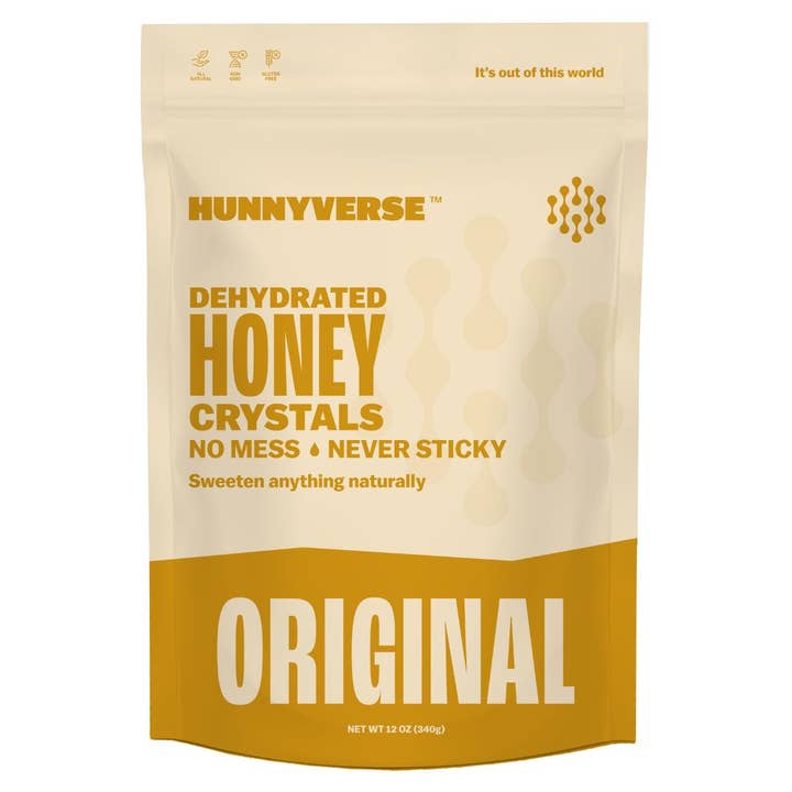 DEHYDRATED HONEY CRYSTALS - ORIGINAL - BULK PACK - 12OZPOUCH for wholesale by Hunnyverse Dehydrated Honey Crystals