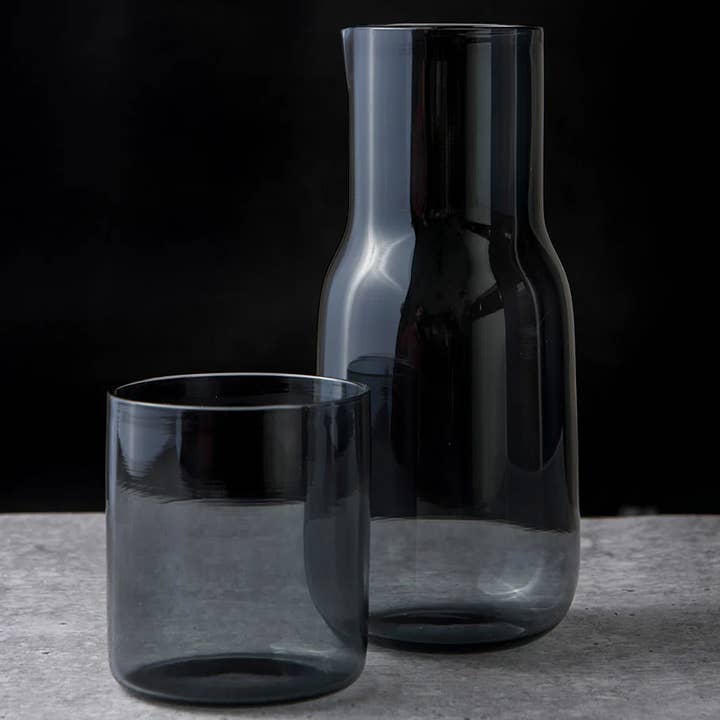 Casa Amarosa - Wholesale Carafe - Handcrafted Glass Carafe Set, Smoke- 8" x 3.5 0