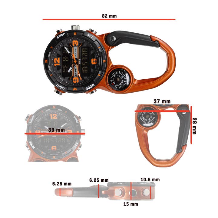 Dakota (Dakota Watch Company) - Venta al por mayor Reloj de bolsillo - Hombre - Reloj analógico y digital con clip, reloj de viaje, alarma, cronómetro