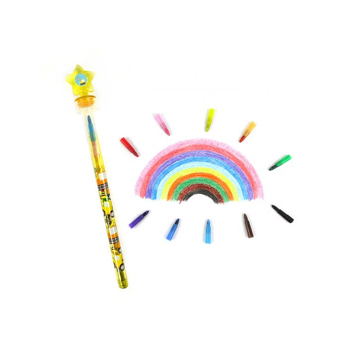 Tiny Mills – wholesale Crayons – Child & baby – Construction Stackable Crayon with Stamper Topper4
