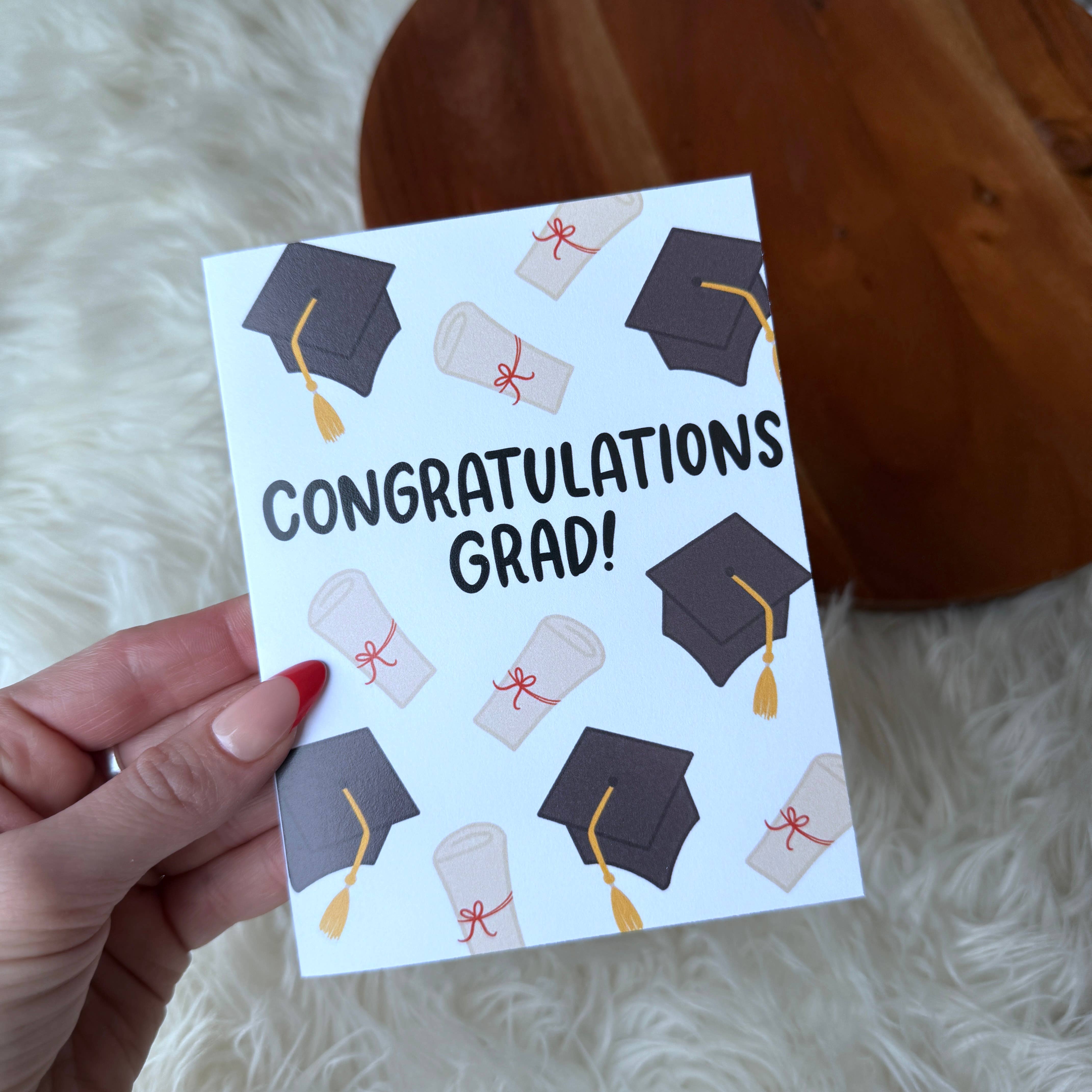 Big Moods - Wholesale Graduation Card - "Congratulations Grad!" Graduation Cap Diploma Card2