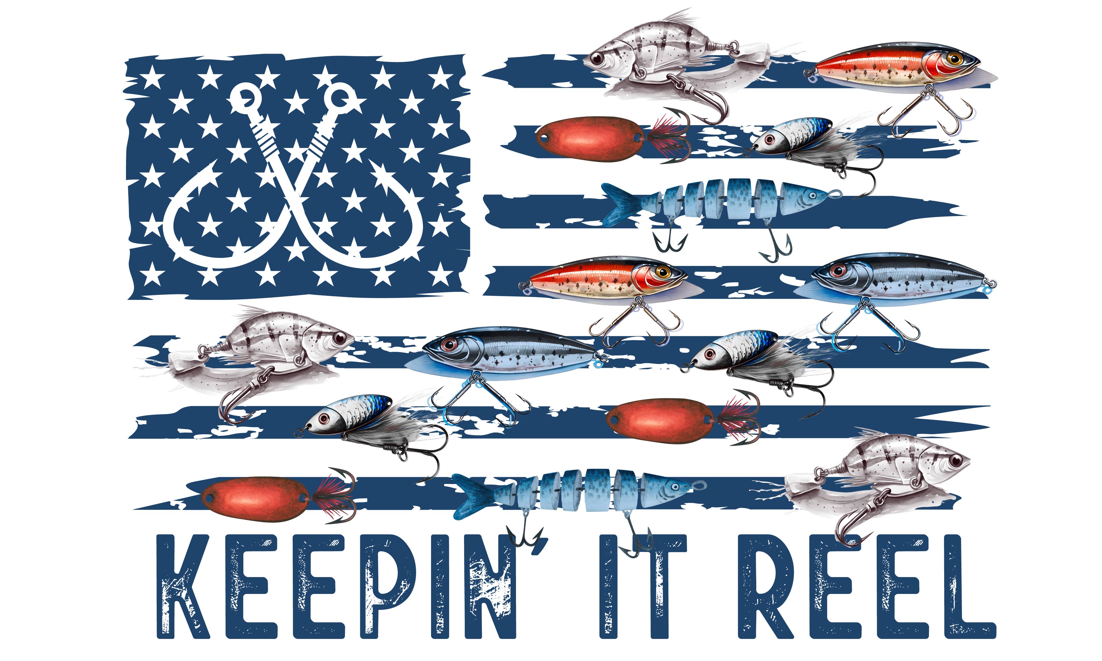Keepin it Reel Flag DTF Transfer for wholesale by M2B Designs