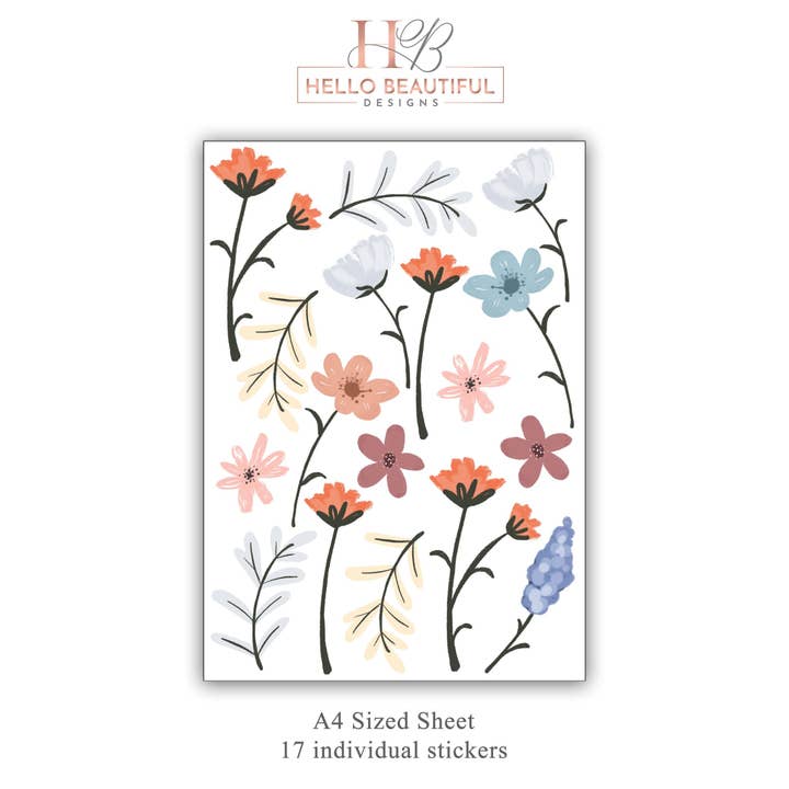 Hello Beautiful Designs – Großhandel Wandtattoo/-sticker – Wandaufkleber Boho Blume Kinderzimmer Wandaufkleber Mädchen Kinderzimmer Wandtattoo Neutral Kinder Boho-Raumdekor Blumenaufkleber Schlafzimmer Blumenwand