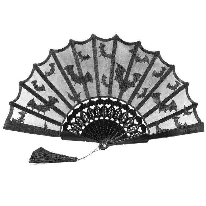 Bat Lace Hand Fan for wholesale by Kreepsville