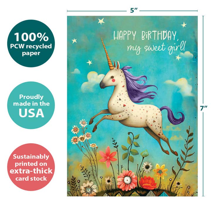 Tree-Free Greetings - Wholesale Birthday Card - Sweet Unicorn Birthday SKU 22282
