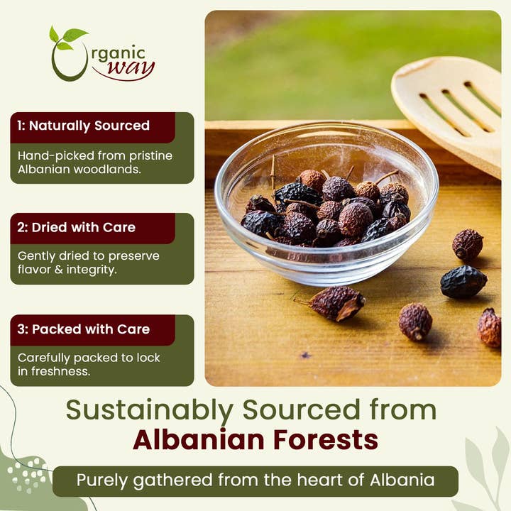 Organic Way LLC - Wholesale Dried/Dehydrated Fruit - Premium Rosehips Fruit Whole (Rosa canina) - European Wild-Harvest | Kosher Certified | Vegan, Non GMO & Gluten Free | USDA Certified | Origin - Albania2
