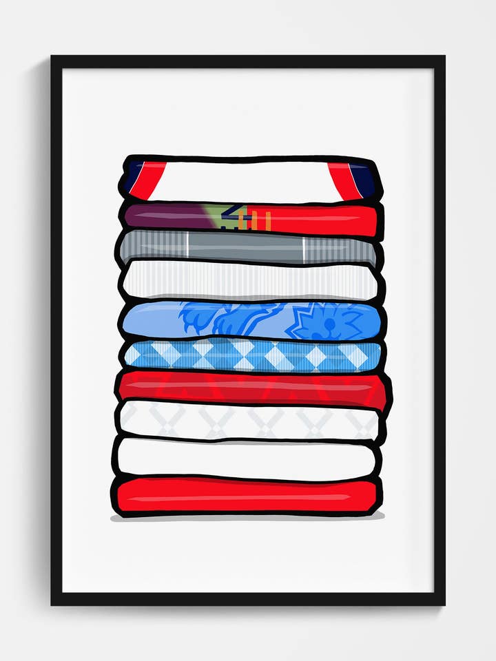 England Shirt Stack Print for wholesale by Football Devotion