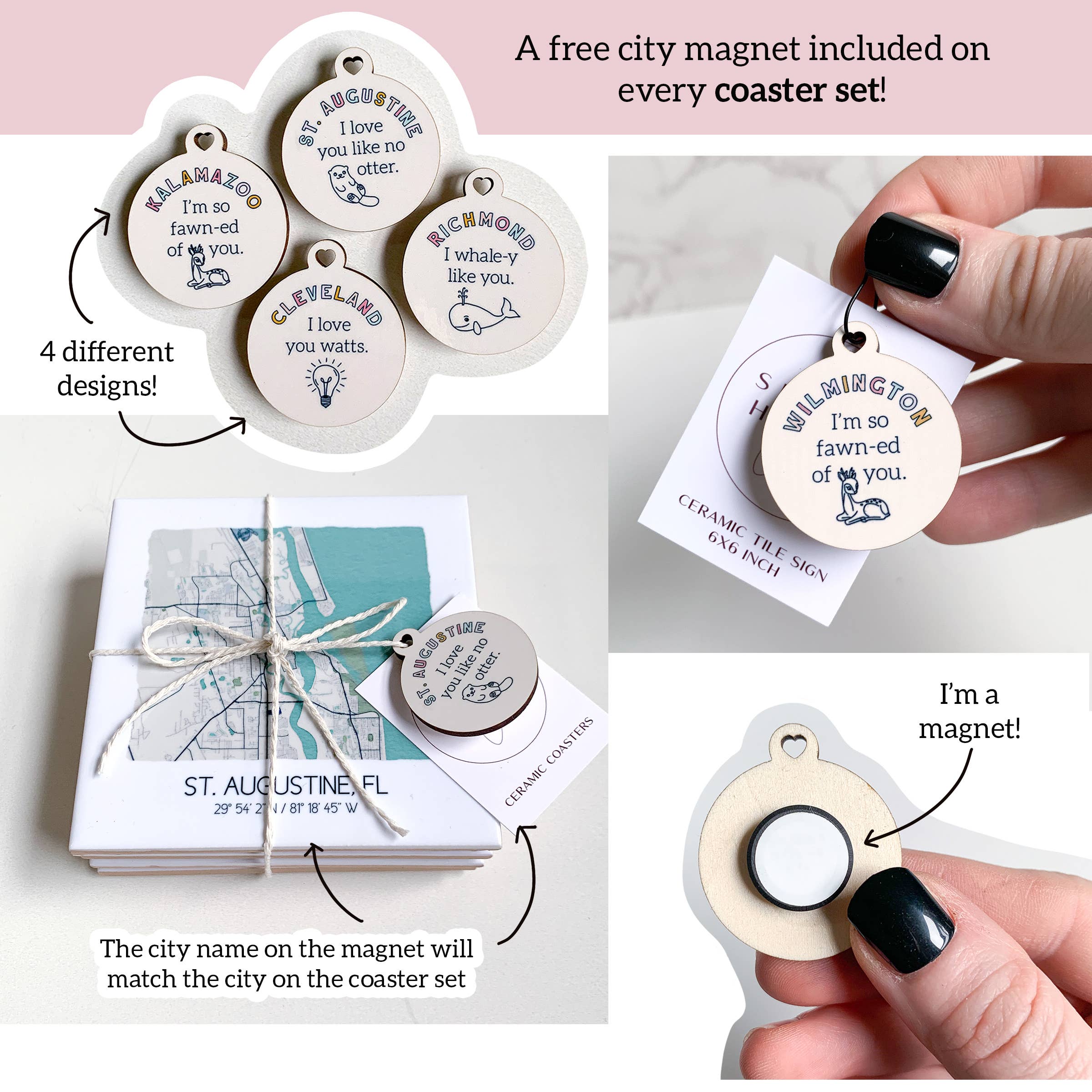 Sparks House Co. - Wholesale Coasters - Lagrange Georgia coasters, watercolor city map coaster set6