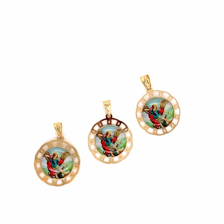 The Bead Bazaar - Wholesale Individual charm/pendant - 18K Gold Filled St Michael Charm, St Michael Medal, Catholic, Medal, Archangel Medal, Religious Medal, Michael Archangel, Saint Michael Medal 53062