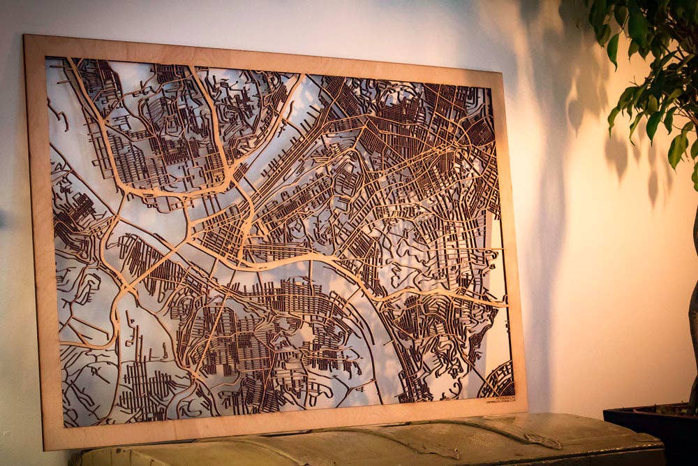 One Man One Garage - Wholesale Wall Accent - City Maps, Large 24x36" Perfect Housewarming Gift! Wooden Street Cutouts24