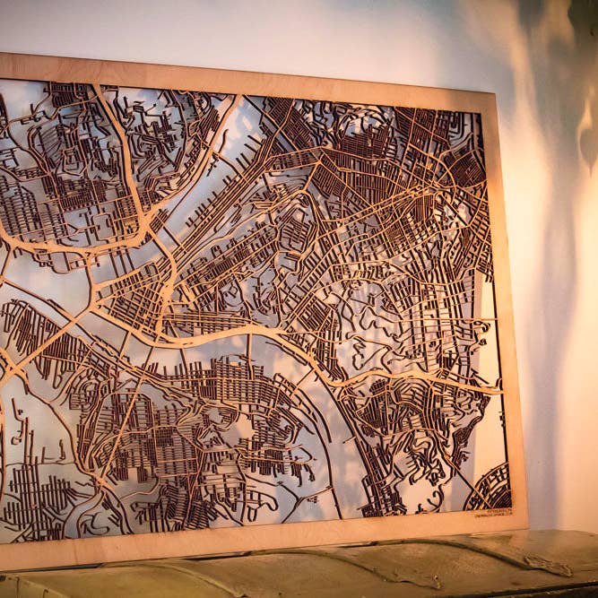 One Man One Garage - Wholesale Wall Accent - City Maps, Large 24x36" Perfect Housewarming Gift! Wooden Street Cutouts24
