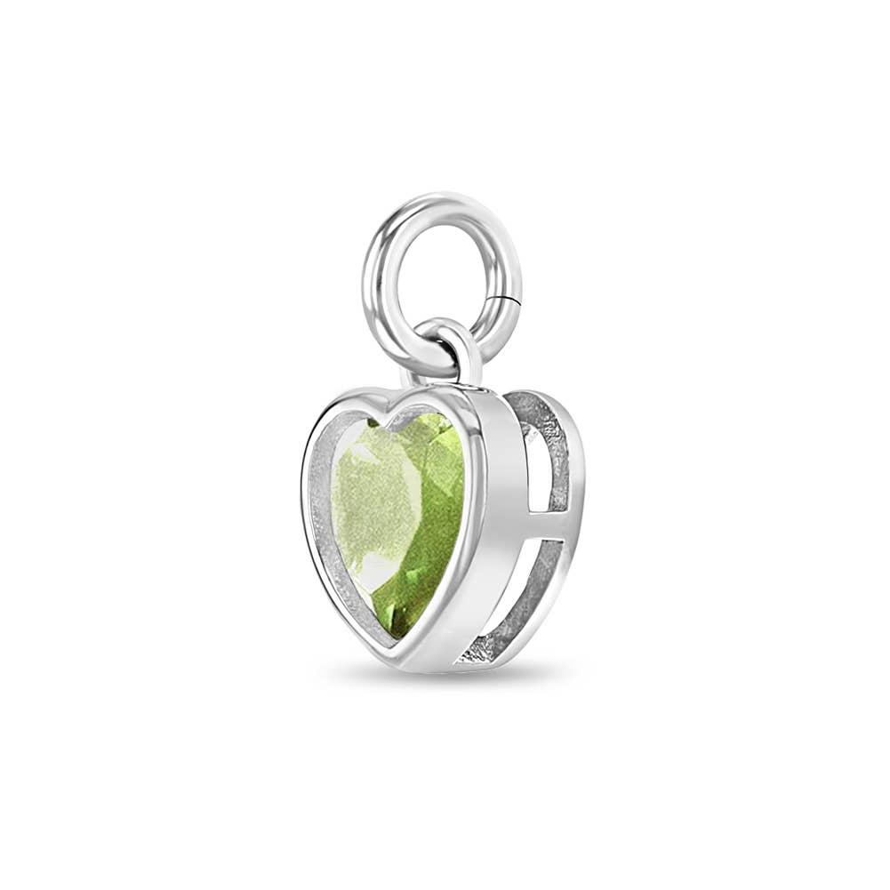 In Season Jewelry – wholesale Individual charm/pendant – Birthstone Heart Charm for Charm Bracelet - Sterling Silver16
