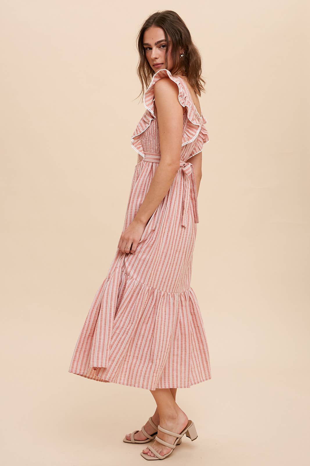 In Loom - Vente Robe – femme - Robe midi à bretelles rayée en coton4