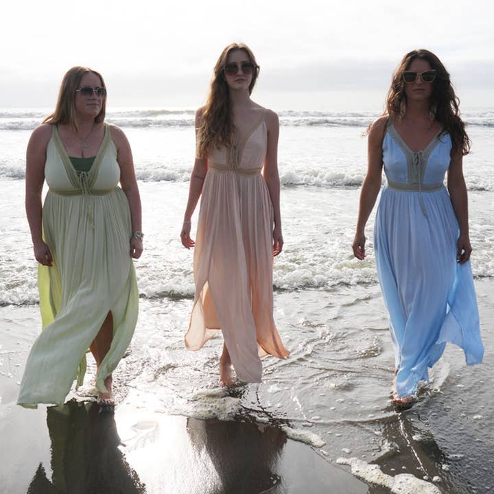 Boho Hippie Crepe Rayon & Lace Detailed Open Back Maxi Dress for wholesale by Jayli Clothing