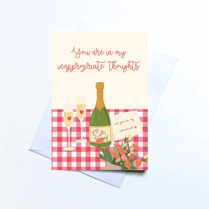 Inappropriate thoughts, Love greeting card for wholesale by Studio Saba