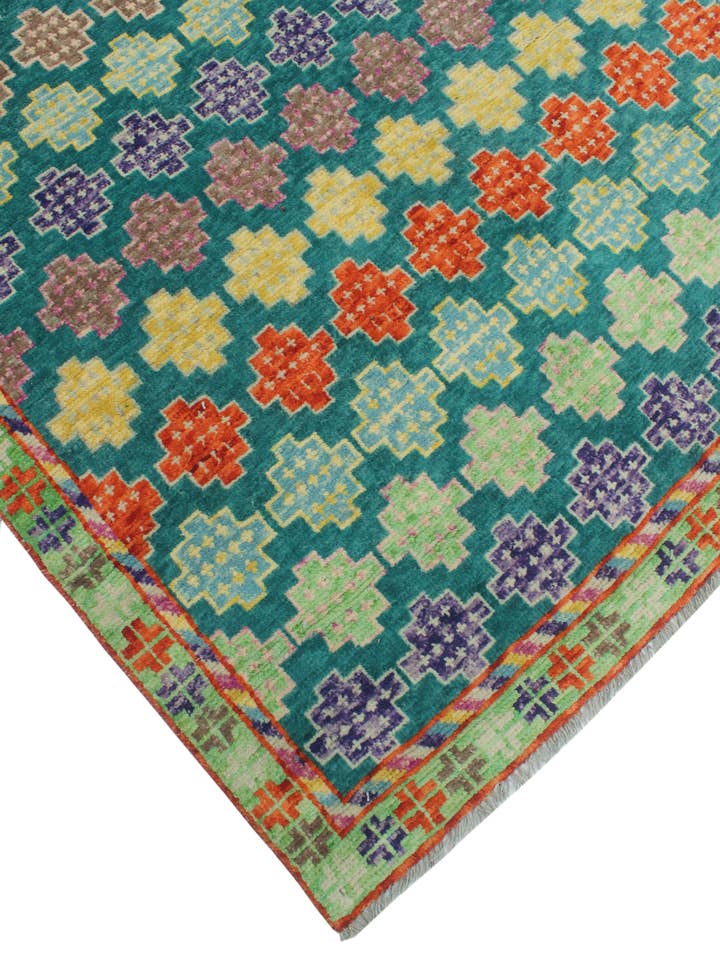 Balochi Gracie Teal Green/Purple Rug, 4'10" x 6'7" for wholesale by Noori Rug