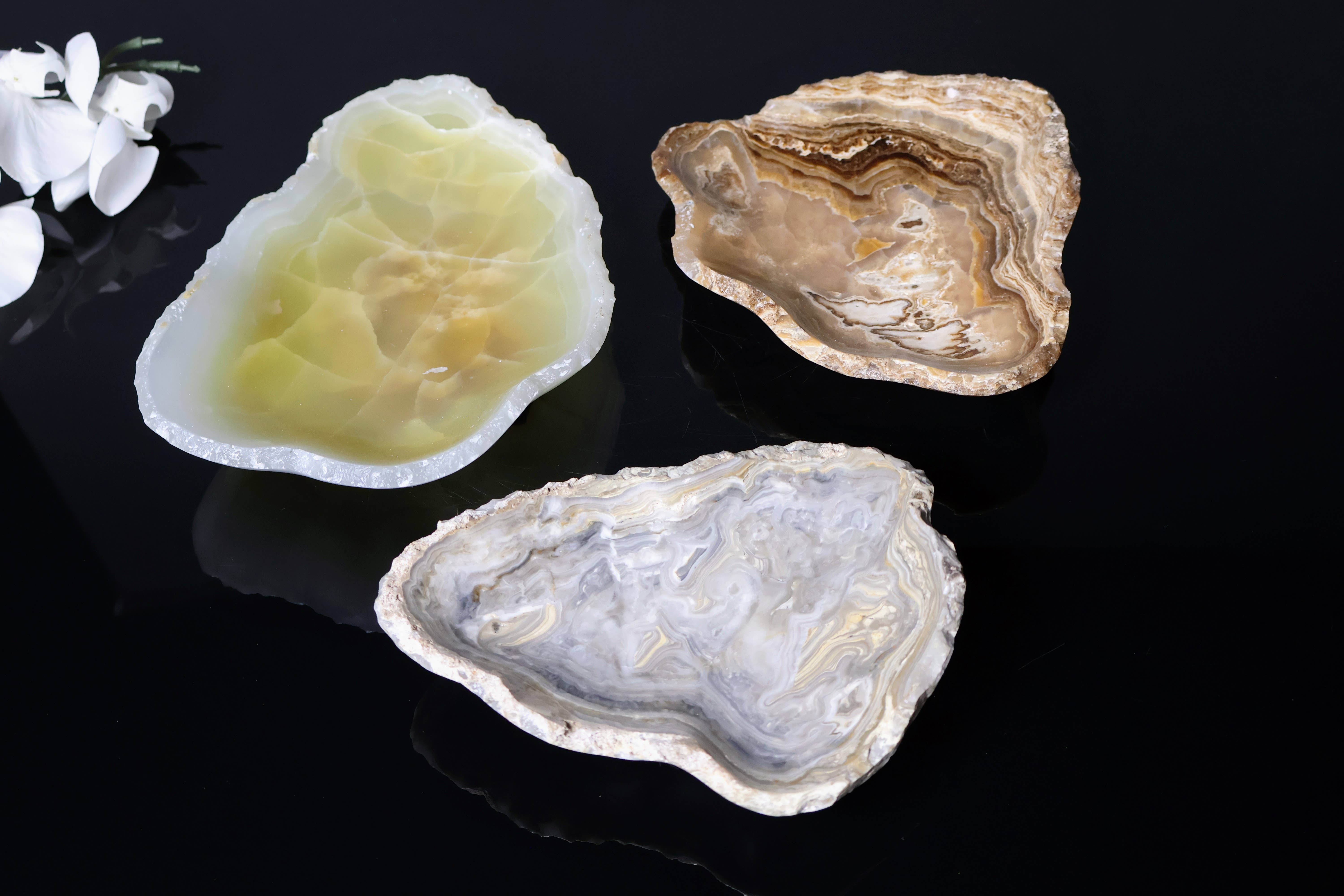 OnyxBowl - Wholesale Jewelry Dish - Onyx Tray 3 Pack Mix, Decorative Stone Jewelry Dishes0