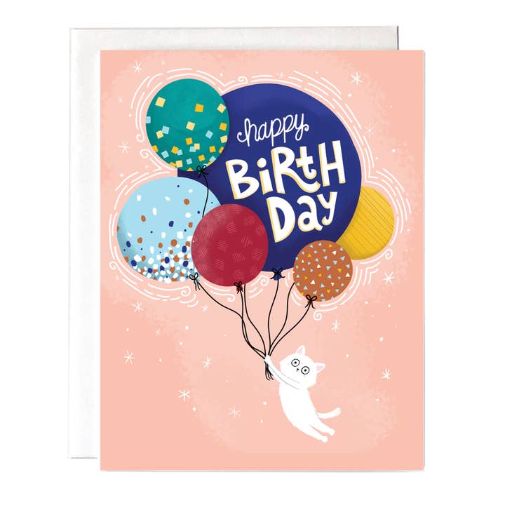 Birthday Cat Balloons for wholesale by Fox Card Co