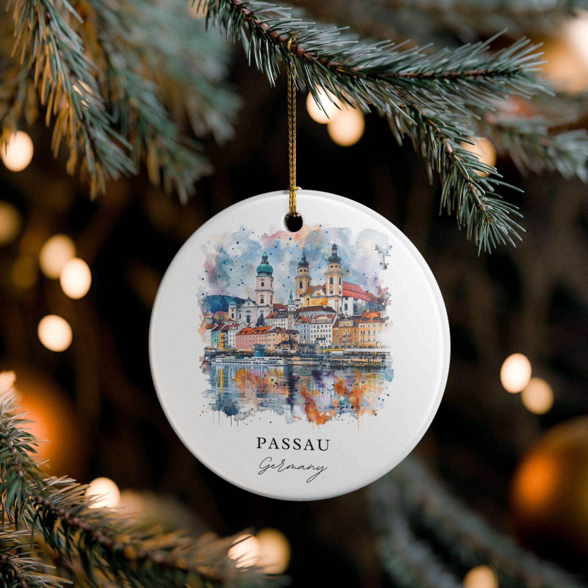 Premium Travel Art - Vendita all'ingrosso Decorazione - Ornamento di Passau Germania: Souvenir unico di Passau, Decorazione natalizia di Passau e Regalo autentico di Passau Germania