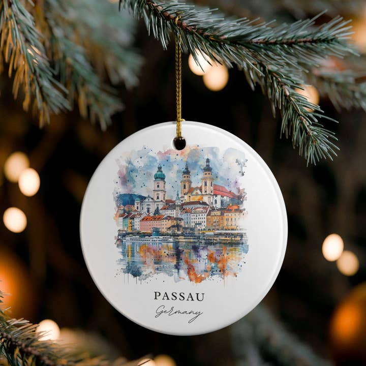 Premium Travel Art - Vendita all'ingrosso Decorazione - Ornamento di Passau Germania: Souvenir unico di Passau, Decorazione natalizia di Passau e Regalo autentico di Passau Germania0