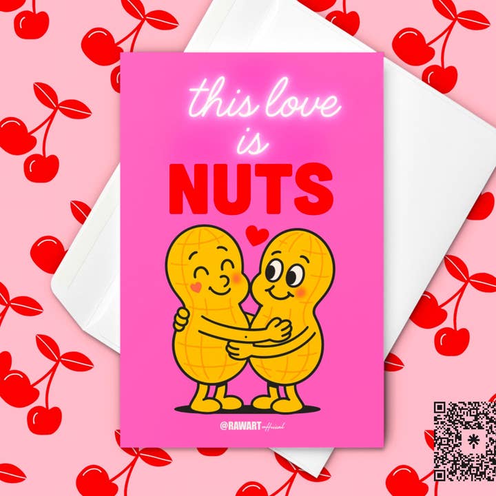 Biglietto di San Valentino Divertente: Biglietto di Anniversario con Coppia di Arachidi Retrò a Fumetti per la vendita all'ingrosso da parte di Hot Mess Paper Co.