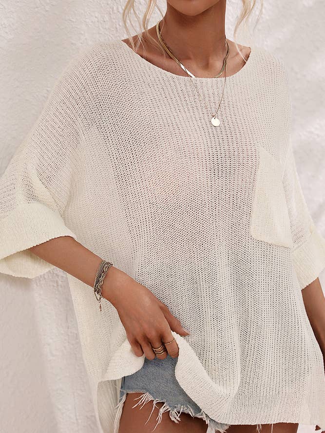 UNISHE - Wholesale Knit Top - Women's - Plain Pocket Oversize Knit Top MY0061