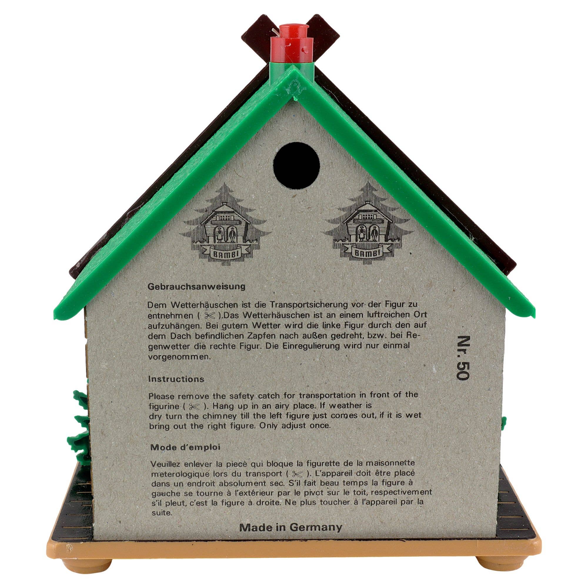 Tribal Trade GmbH - Wholesale Decorative Figurine - Wetterhaus thermometer Schwarzwald 02 green roof with deer3