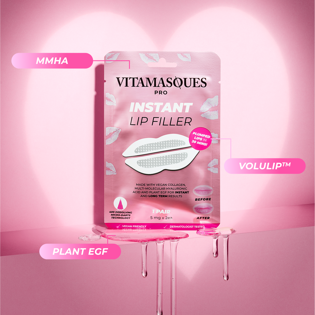 Vitamasques US - Wholesale Lip Treatment/Mask - Instant Lip Filler Micro-Dart Patch 👄2