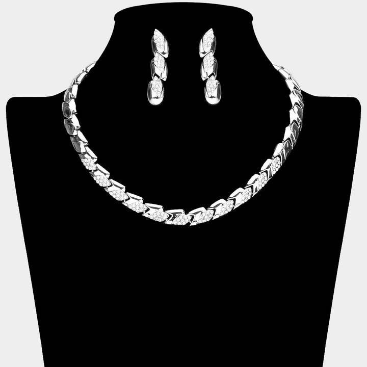 Sensibling Corp. - Wholesale Jewelry Set - Stone Paved Abstract Chunky Necklace