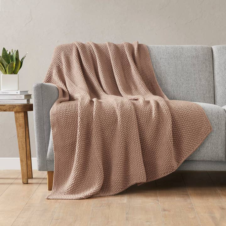 Olliix - Wholesale Throw Blanket - Classic Acrylic Knit Throw 50x60", Soft Throw Blanket, Brown