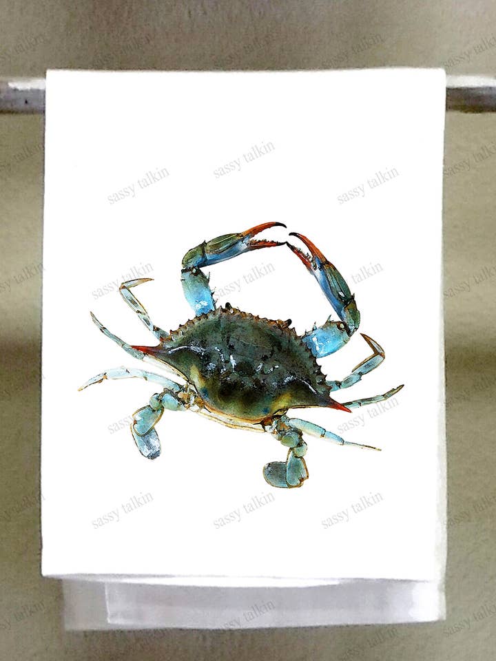 Strofinaccio, frutti di mare, granchio blu, canovaccio per la vendita all'ingrosso da parte di Sassy Talkin