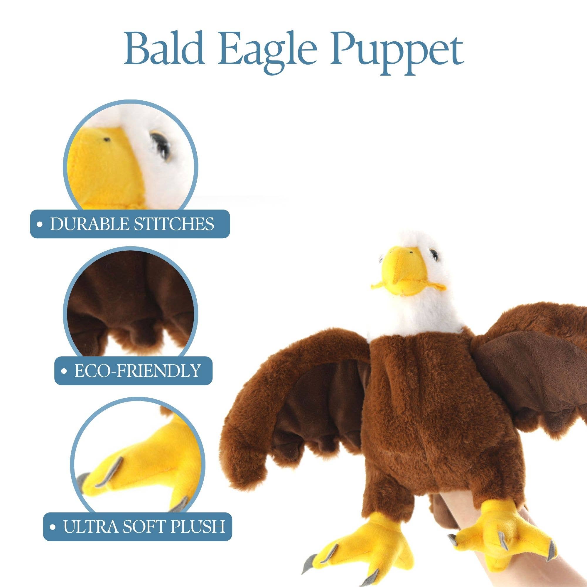 The Petting Zoo – wholesale Docka - Barn och baby – 11" (28cm) Interaktiv Bald Eagle Marionett1