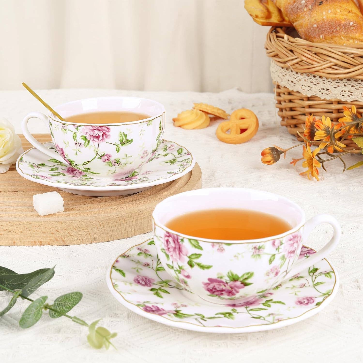 Biomatea – Großhandel Teekannen – Qinghua Floral Pattern Keramik Teetasse, 450 ml, mit Keramik Teesieb & Deckel4